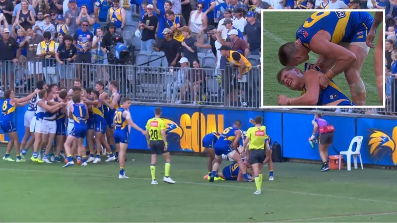 Charlie Comben’s high shot on Harley Reid sparks all-in brawl after three-quarter time siren