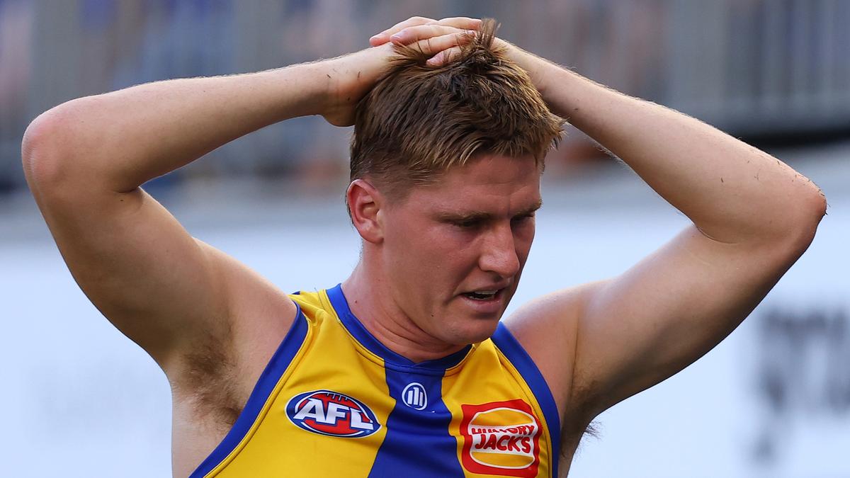 Harry Edwards: West Coast Eagles defender cops latest head knock blow with friendly-fire hit from Matt Flynn