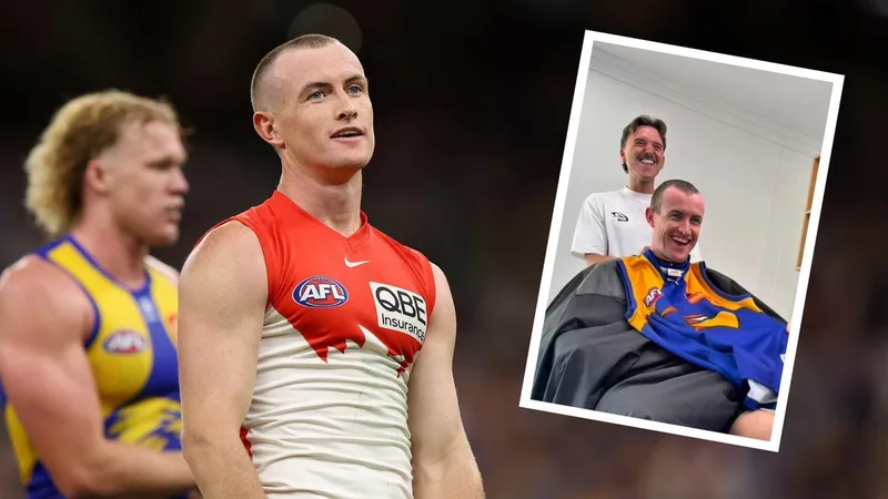 Sydney star Chad Warner produces cheeky response after being covered in West Coast Eagles guernsey in prank