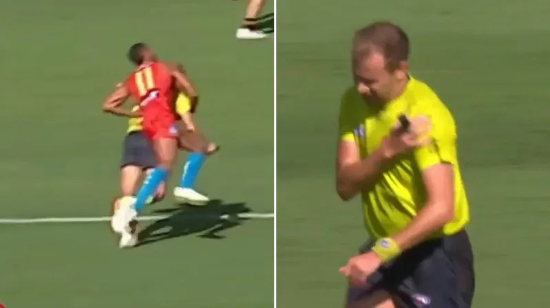 AFL umpire Alex Whetton appears to suffer shoulder dislocation in heavy collision with Touk Miller