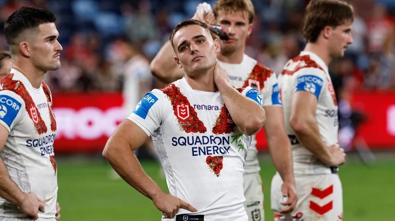 Dragons disaster as new era begins with massive loss to Roosters on Anzac Day